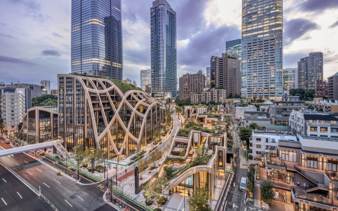 Heatherwick Studio unveils undulating district designed as “one of Tokyo’s greenest urban areas”