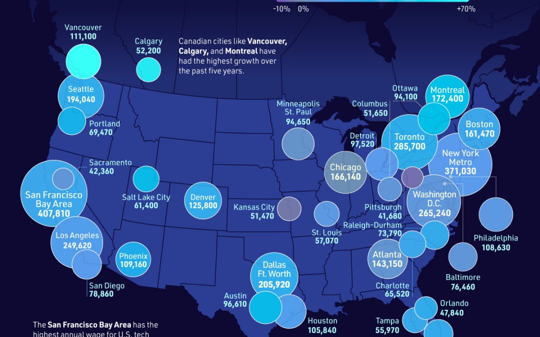 Mapping the Biggest Tech Talent Hubs in the U.S. and Canada