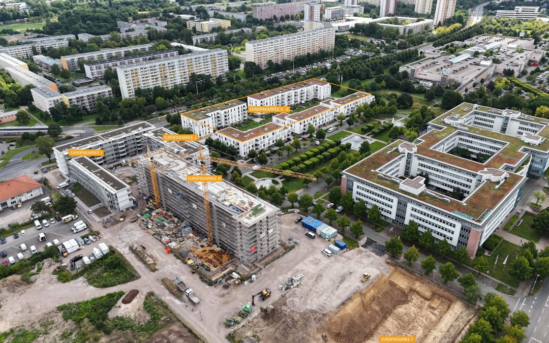 Wohnen: WOHNGROUP feiert Richtfest und Spatenstich für weitere Abschnitte in Erfurts größtem Wohnbauquartier