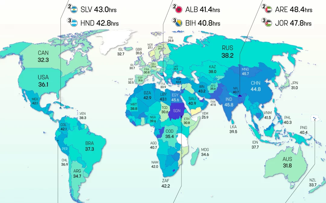 Mapped: The World’s Hardest Working Countries in 2025