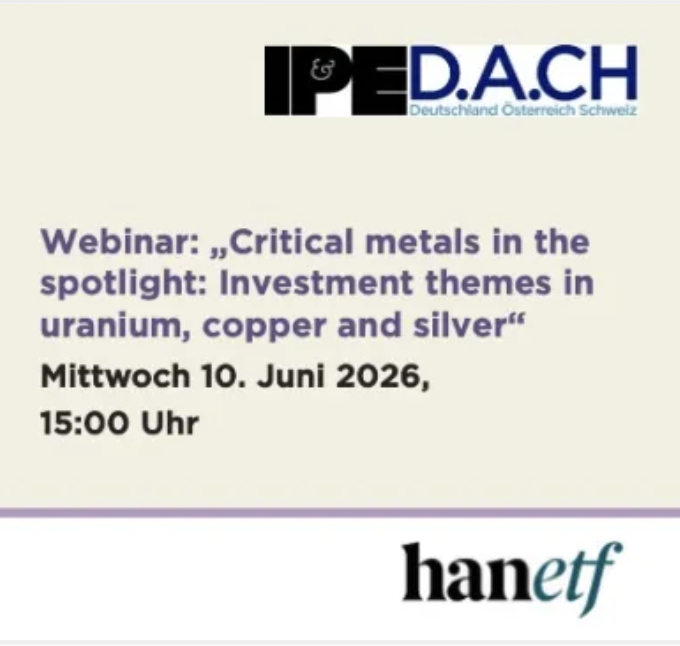 10.06.2026, 3:00 pm, Critical metals in the spotlight: Investment themes in uranium, copper, and silver
