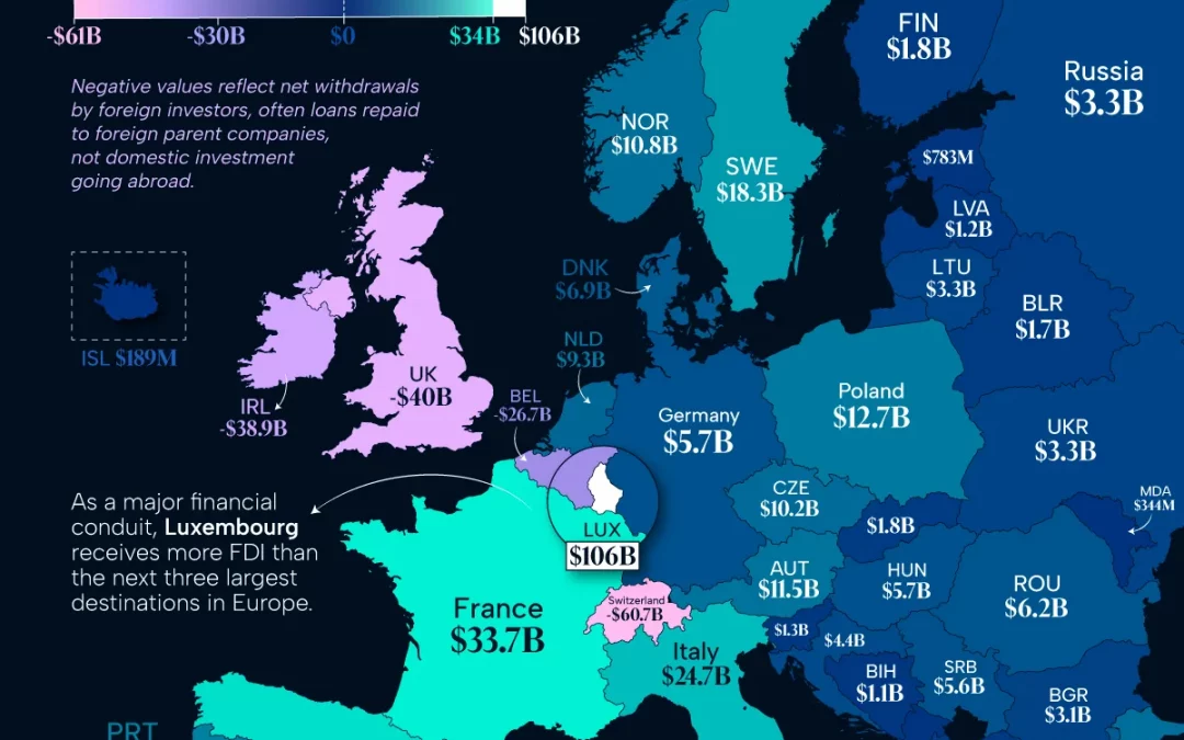 Mapped: Where Foreign Investment Is Flowing in Europe