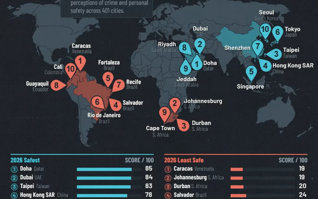 Mapped: The World’s Safest and Least Safe Cities in 2026