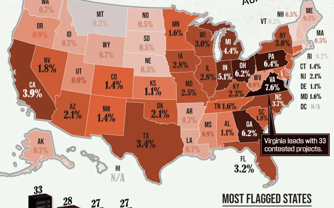 Mapped: U.S. States With the Most Data Center Opposition