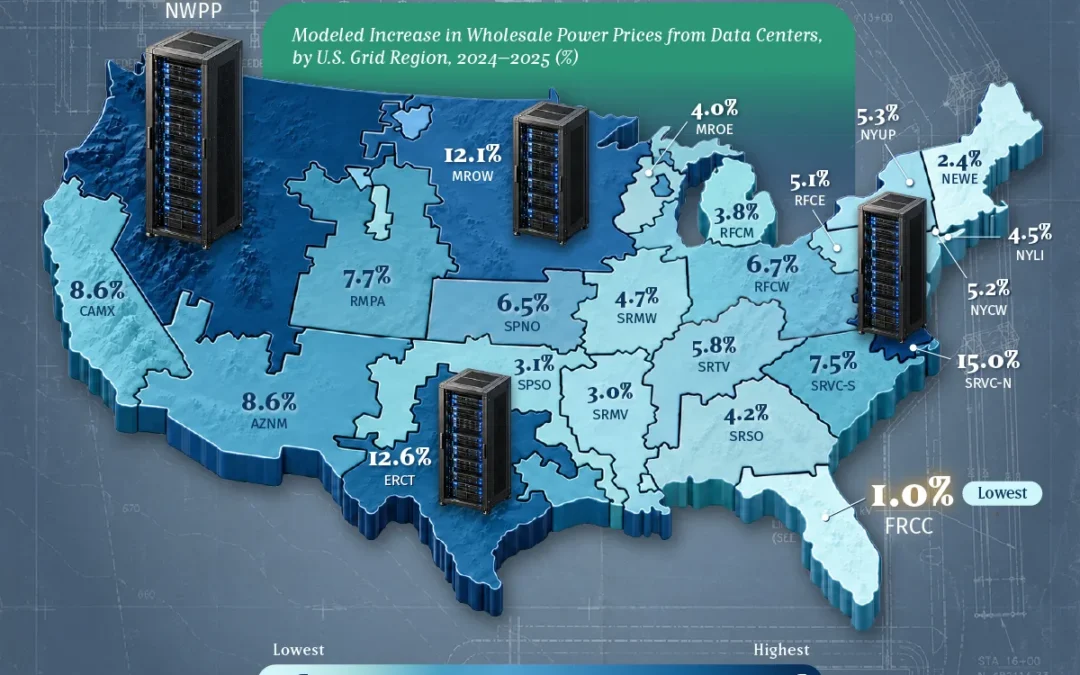 Mapped: Where Data Centers Have Raised Power Prices the Most